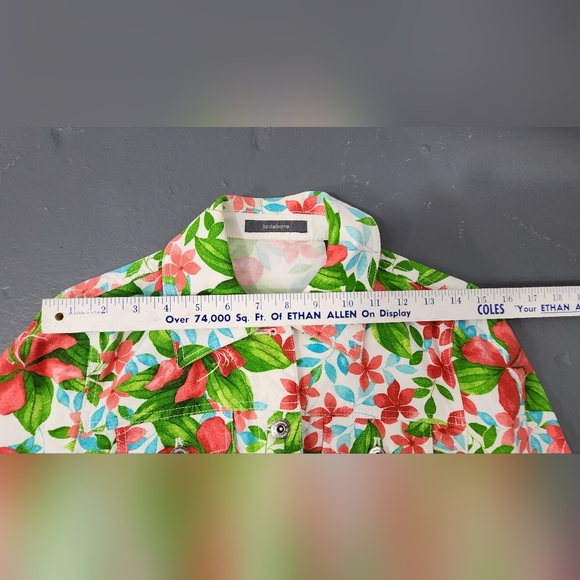 ♥️ LIZ CLAIBORNE WOMEN'S DENIM STYLE FLORAL PATTERN JACKET SIZE P (PETITE) SMALL - Picture 10 of 12